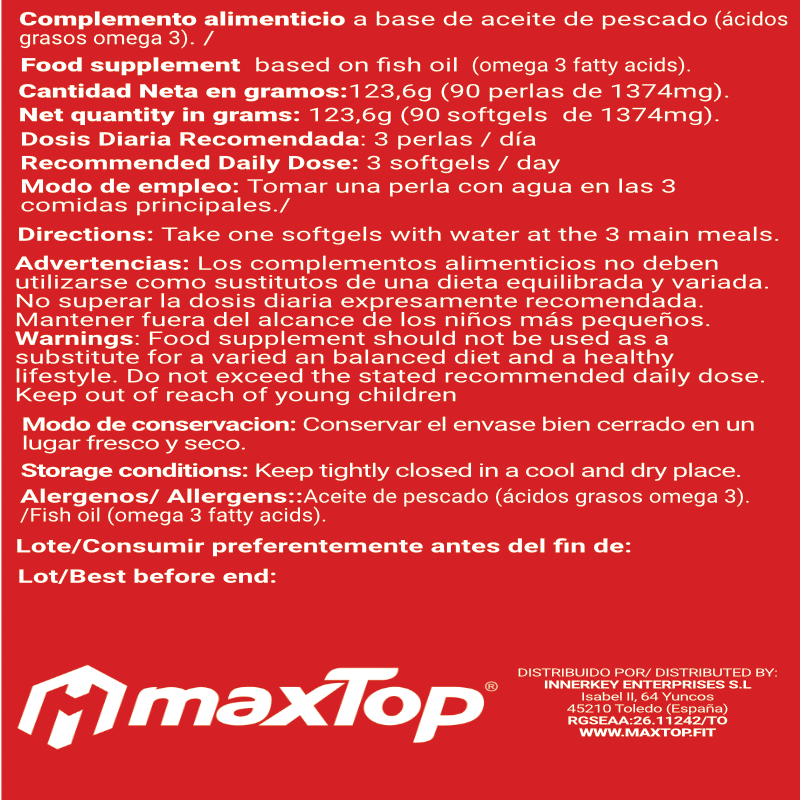 Maxtop Nutrition Omega 3 90 Perlas - Imagen 3