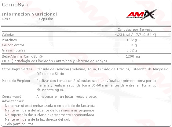 Amix Nutrition Carnosyn 100 Caps - Imagen 2