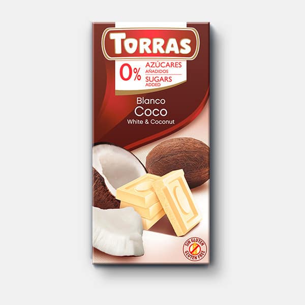 Chocolate Blanco Con Coco 75 Gr Chocolates Torras