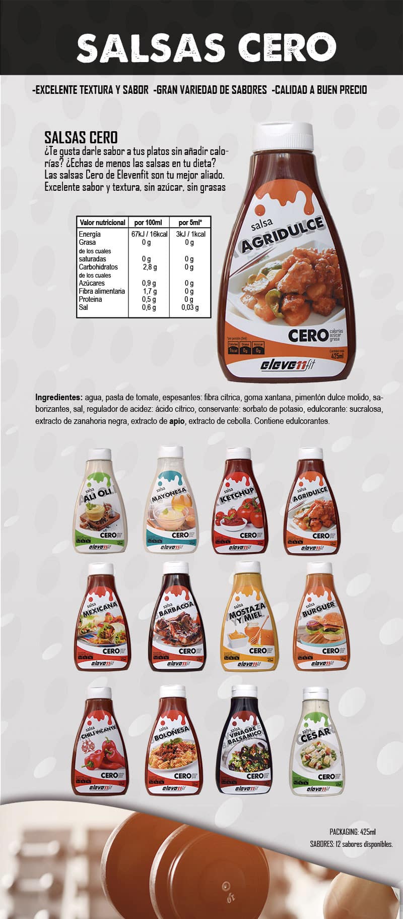 Elevenfit Salsa Agridulce 425 Ml - Imagen 2